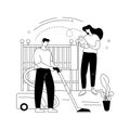 Father supports mother abstract concept vector illustration.