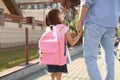 Father taking his little child to school Royalty Free Stock Photo