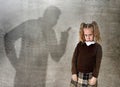 Father or teacher shadow screaming angry reproving young sweet l Royalty Free Stock Photo