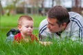 Father teaching his son about the nature Royalty Free Stock Photo