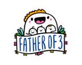 Father of three hand drawn vector illustration in cartoon doodle style man and his kids Royalty Free Stock Photo