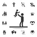 the father throws the child icon. Detailed set of human body part icons. Premium quality graphic design. One of the collection ico