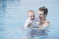 Father and Toddler Boy in Pool at a Resort in Mexico Royalty Free Stock Photo