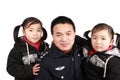 Father and twins daughters Royalty Free Stock Photo