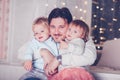 Father with twins Royalty Free Stock Photo