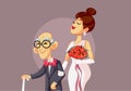 Young Bride Marrying Elderly Man Vector Cartoon Illustration Royalty Free Stock Photo