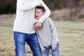 father walks with child emotions concept family Royalty Free Stock Photo