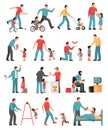 Fatherhood Colored Icons Set