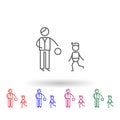 Fatherhood, family multi color icon. Simple thin line, outline vector of family life icons for ui and ux, website or mobile