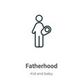 Fatherhood outline vector icon. Thin line black fatherhood icon, flat vector simple element illustration from editable kids and
