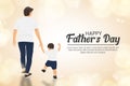 Fathers day background with a father walking and holding his son\'s hand