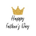 Fathers day banner design with lettering, golden crown Gentleman style template card poster logo