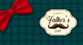 Fathers Day banner of plaid  background and bow Royalty Free Stock Photo