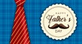 Fathers Day banner of plaid background and tie Royalty Free Stock Photo