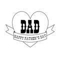 Fathers day black outline heart banner