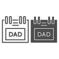 Fathers day calendar line and glyph icon. Family holiday vector illustration isolated on white. Holiday date outline