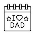 Fathers Day calendar vector design isolated on white background