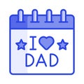 Fathers Day calendar vector design isolated on white background