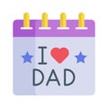 Fathers Day calendar vector design isolated on white background