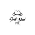 Fathers day card. Bowler hat icon. Dad greeting. Best dad ever text. Greeting card with vintage hat. Vector. Royalty Free Stock Photo