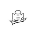 Fathers Day card. Bowler hat icon. Happy Fathers day Inscription with Bowler hat. Greeting card. Vector.