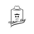 Fathers day card. Bowler hat, Mustache, Bow tie. Dad greeting. Happy Fathers day lettering. Vector. Royalty Free Stock Photo