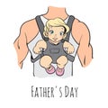 Fathers day card, retro style. vector illustration