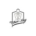 Fathers day card. Suit, Necktie. Fathers day symbols. Dad greeting. Happy Fathers day text. Vector.