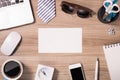 Fathers day composition - office desk. Studio shot on wooden background Royalty Free Stock Photo