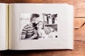 Fathers day composition. Photo album, black-and-white picture. Royalty Free Stock Photo