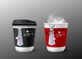 Fathers day concept design of hot coffee cup and necktie