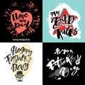 Fathers day concept hand lettering motivation posters.