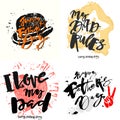 Fathers day concept hand lettering motivation posters.