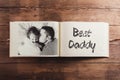 Fathers day concept. Photo album, black-and-white picture. Royalty Free Stock Photo