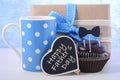 Fathers Day cupcake gift. Royalty Free Stock Photo