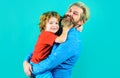 Fathers day. Dad hugs with little son. Family relationships. Parentship concept.