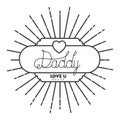 Fathers day frame sunburts with heart Royalty Free Stock Photo