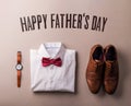 Fathers day greeting card concept. Flat lay. Royalty Free Stock Photo