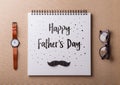 Fathers day greeting card concept. Flat lay. Royalty Free Stock Photo