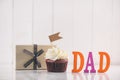 Fathers day. Greetings and presents on table. Royalty Free Stock Photo