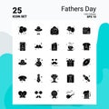 25 Fathers Day Icon Set. 100% Editable EPS 10 Files. Business Logo Concept Ideas Solid Glyph icon design