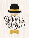 Fathers Day lettering. Props for photos with glitter texture. Summer holidays. Royalty Free Stock Photo