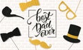 Fathers Day lettering. Props for photos with glitter texture. Summer holidays Royalty Free Stock Photo