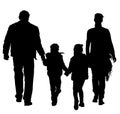 Fathers day. Mothers day. Dad with son and mom with daughter walking. Royalty Free Stock Photo