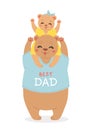 Fathers Day, daddy daughter bears, cartoon vector