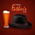 Fathers day poster with beer and black hat template