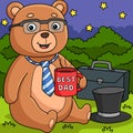 Fathers Day Teddy Bear Best Dad Colored Cartoon Royalty Free Stock Photo