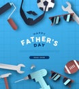Fathers Day web template men gift papercut icon