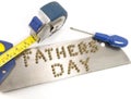 Fathers day Written in Nails on a Saw