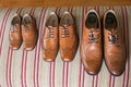 Fathers and sons new brown leather shoes